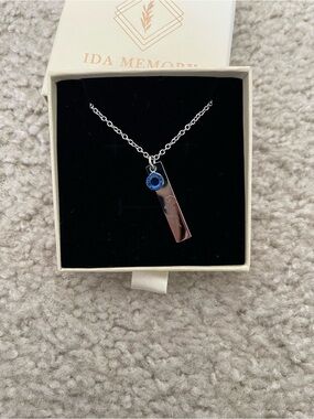 IDA MEMORY Silver Necklace with September Birthstone and Flower